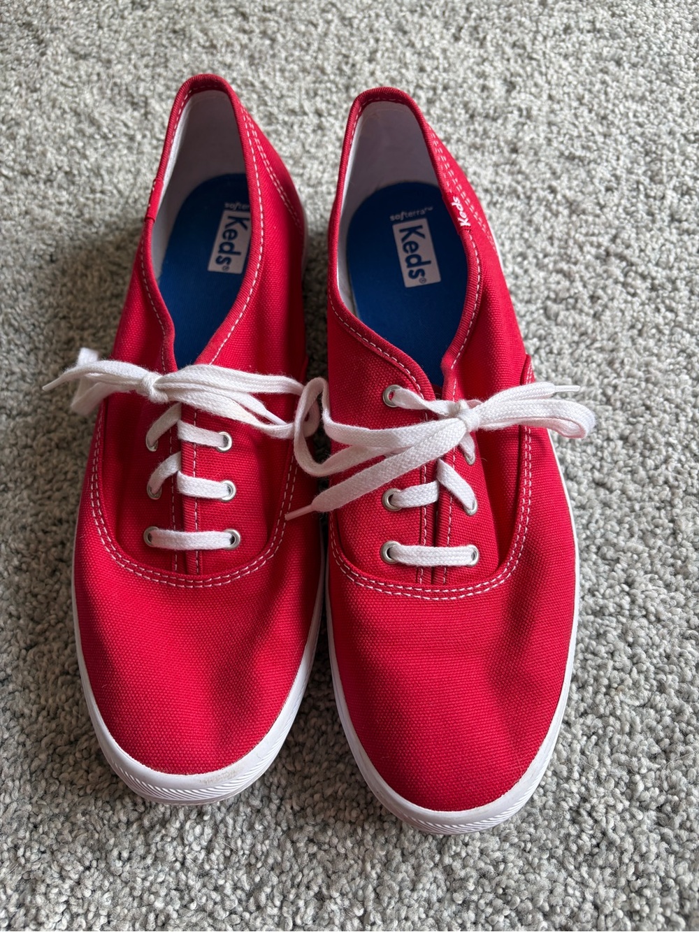Keds Red Canvas Lace-Up Sneakers with White Laces - Women’s Size 9.5